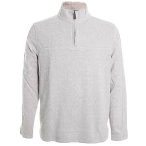 NEW NICOBY men's shearling trim zip sweater in cream